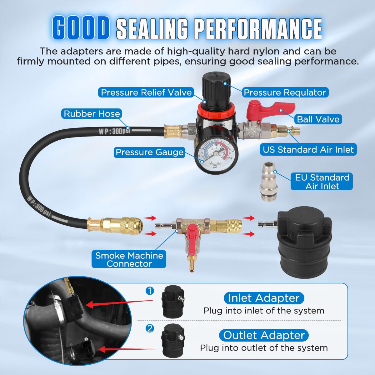Reywoo Turbo Boost Leak Tester Kit, 10pc Turbo System Leakage Tester