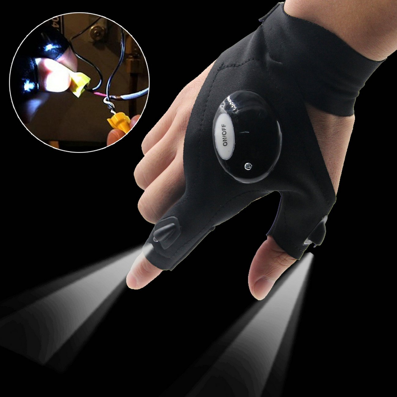 GuDoQi 2 Piezas Guantes de la Pesca al Aire Libre Guantes LED Linterna para Que Acampa Yendo de Pesca Supervivencia de la Emergencia