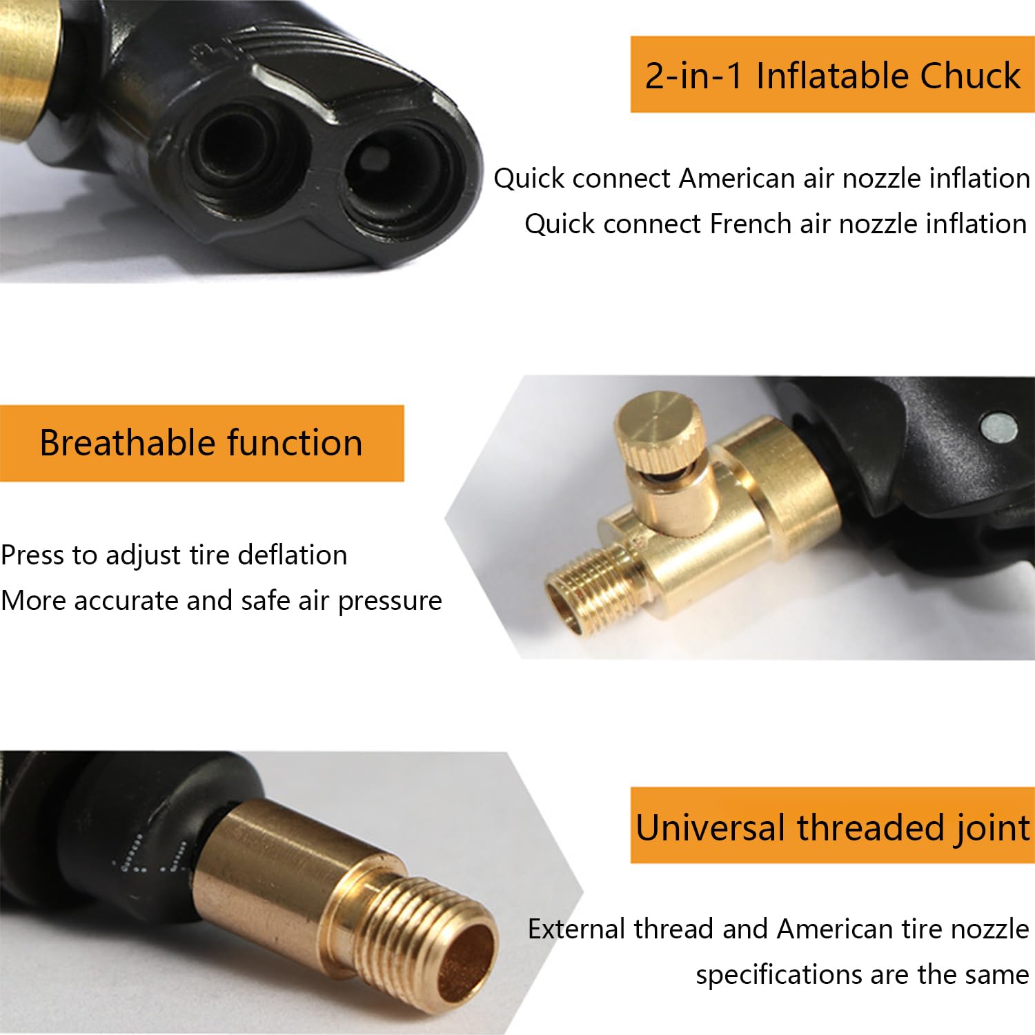 Adaptateur Valve Pneu Voiture/Vélo - Double Embout Laiton Fileté Pour Gonflage Pratic - Universel