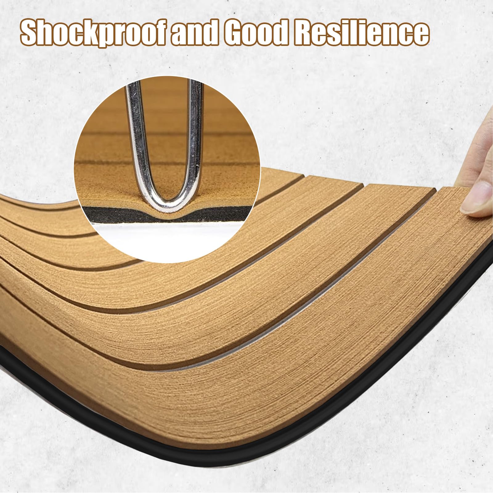 Boot Bodenbelag Selbstklebend, Teakholz Eva Schaum Bodenbelag, DIY Bodenbelag Selbstklebend, Rutschfester Teppich Matte für Yachten, Motorboote, Surfbretter, Schwimmbäder, 240 x 90 cm