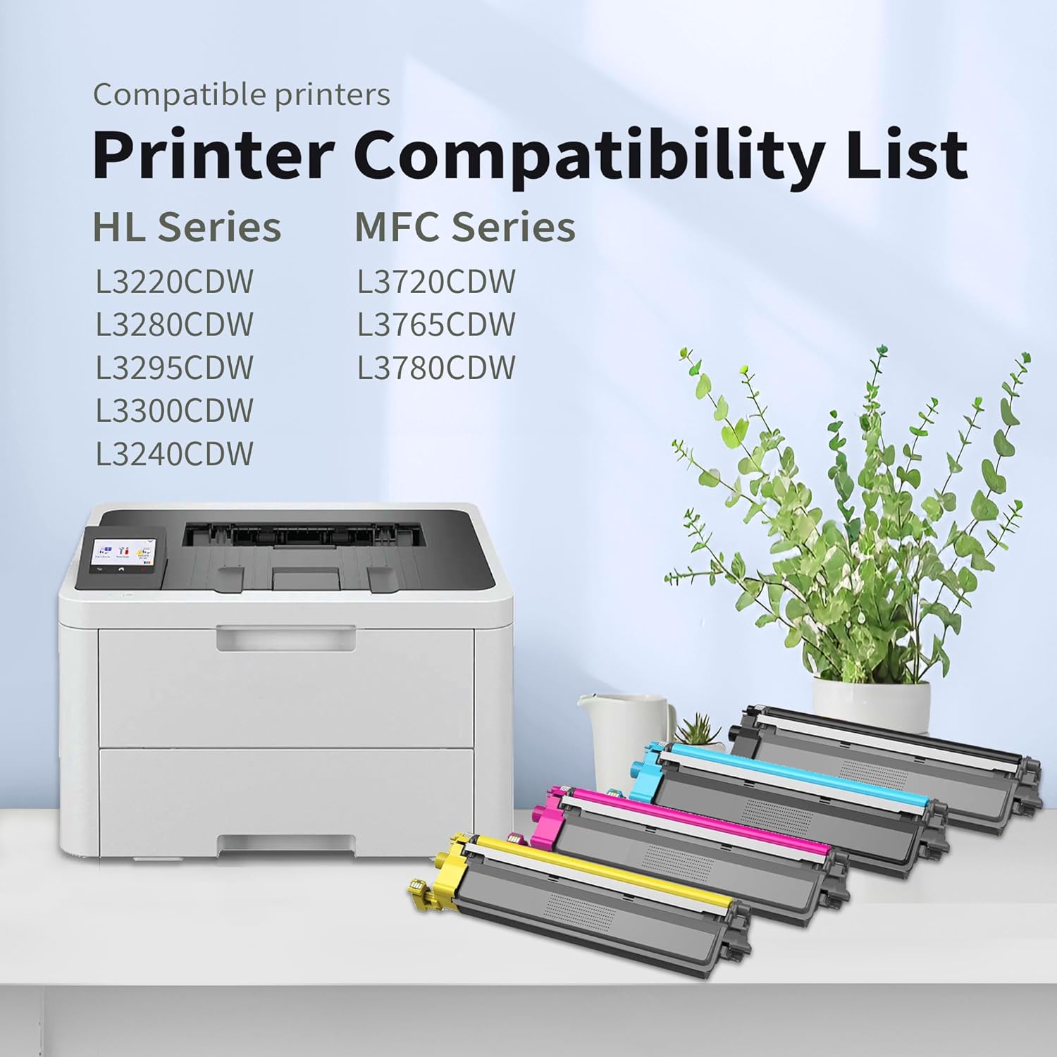 TN229XL High Yield Toner Cartridges Replacement for Brother TN229XL TN229 Toner for MFC-L3720CDW MFC-L3780CDW HL-L3280CDW HL-L3220CDW Printer ( 4 Pack, TN229XLBK/C/M/Y)