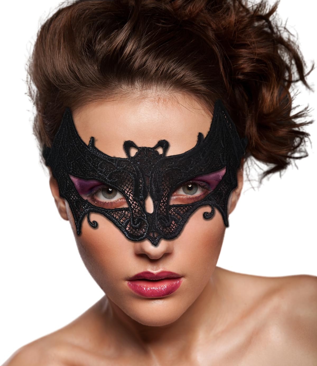 Mordarli Masquerade Mask for Women Lace Eye Mask for Halloween Costume Party: Blackbat