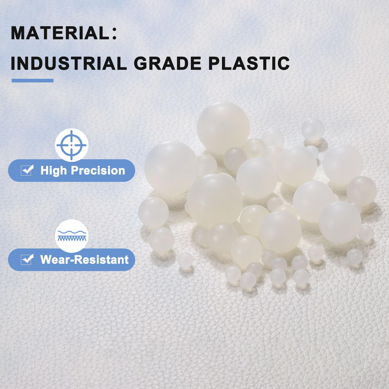 sourcing map 20 bolas de rodamiento de plástico PP 20 mm, bolas sólidas de precisión, blanco