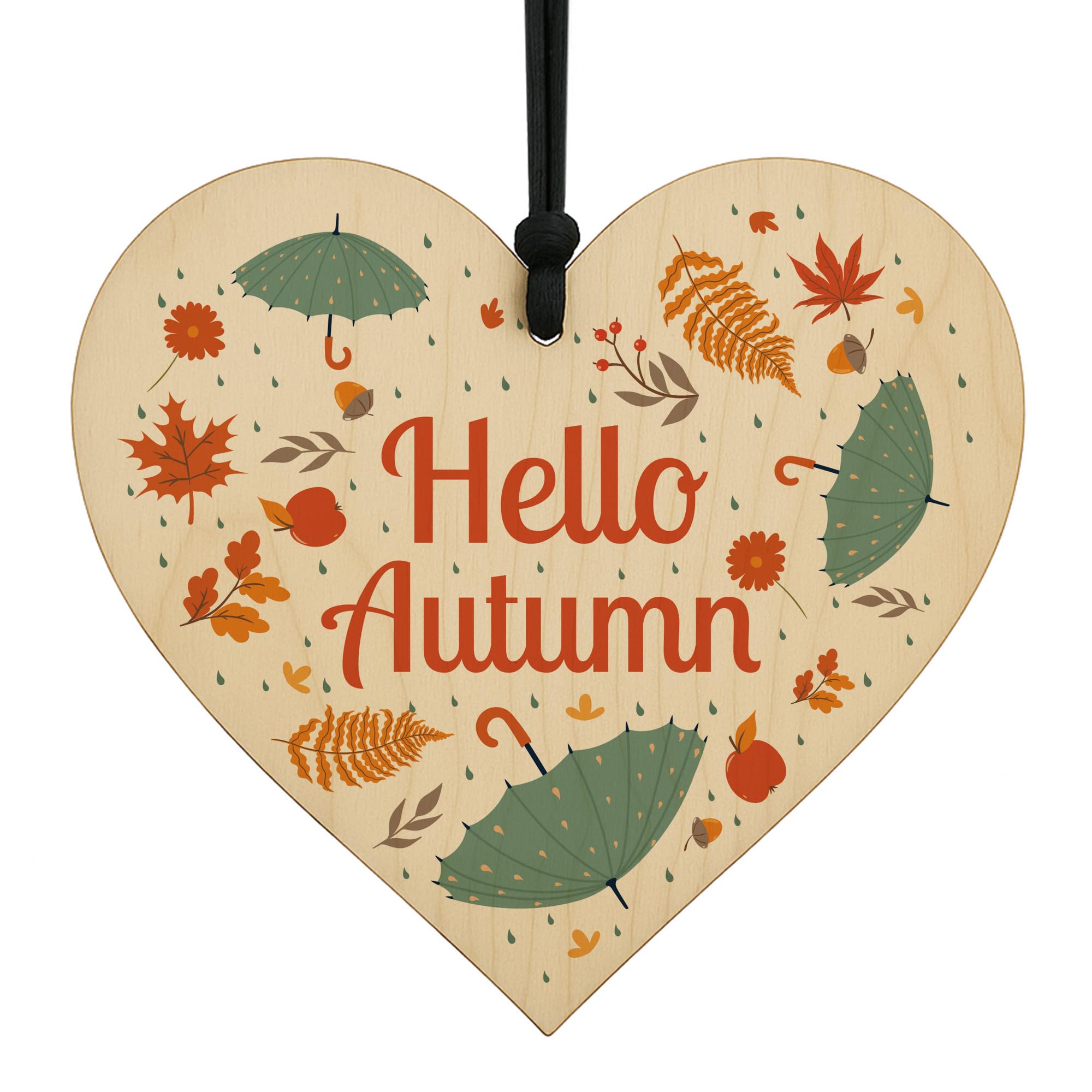 Red Ocean Hello Autumn Wooden Plaque Autumn Decorations Autumnal Decor Thanksgiving Fall Presents For Friends Family Home Decor Signs