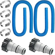 Kathfly 2 Pack Swimming Pool Filter Hose Replacement Kit for Above Ground Pools 1.5 Inches Diameter 59 Inches Length Swimming Pool Pump Hose with 4 Pcs Metal Clamps and 2 Replacement Adapter