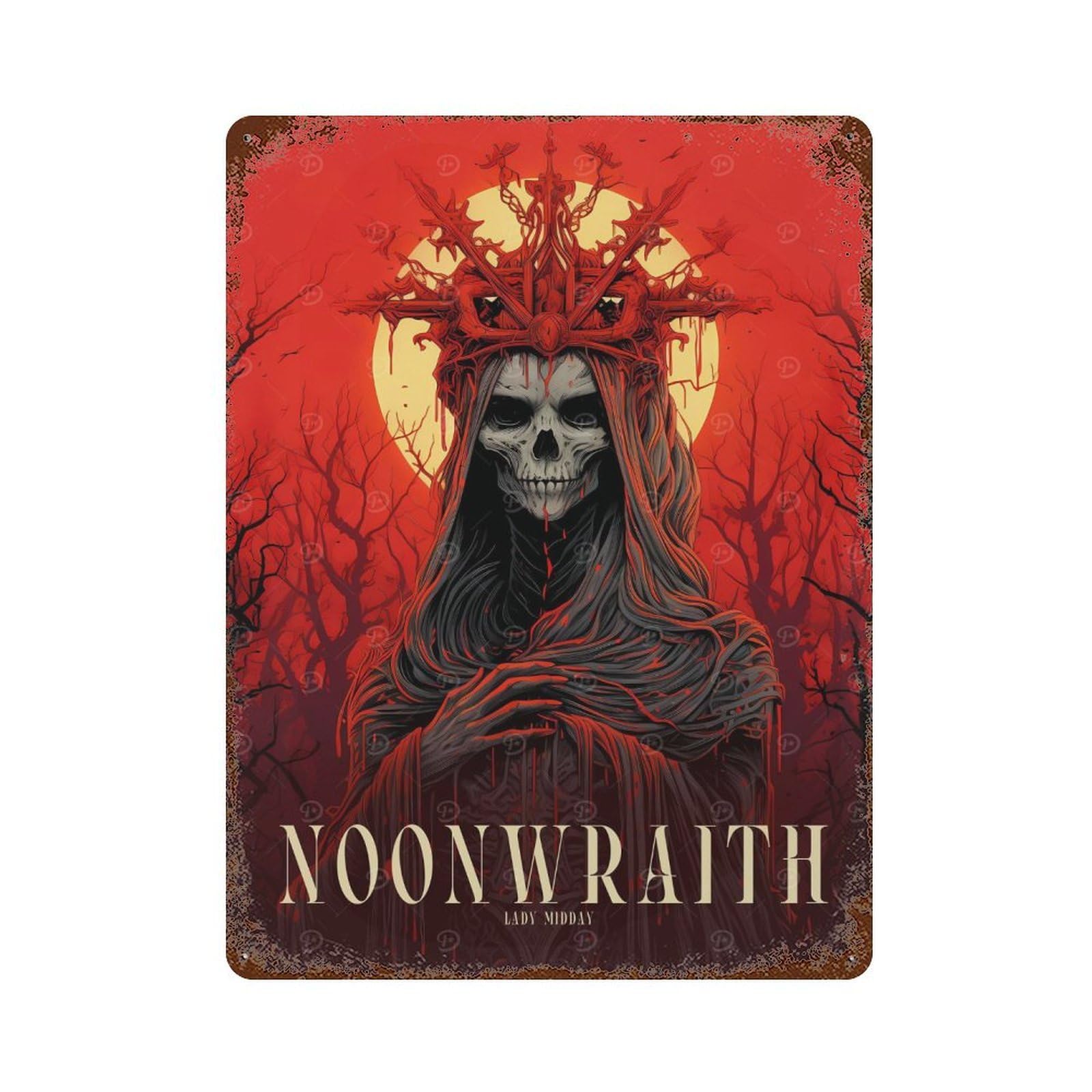 Rust Effect Noonwraith Rusty Metal Tin Sign 15.7"x11.8", Old School Wall Decor for Basement, Hobby Room And Garage Decor