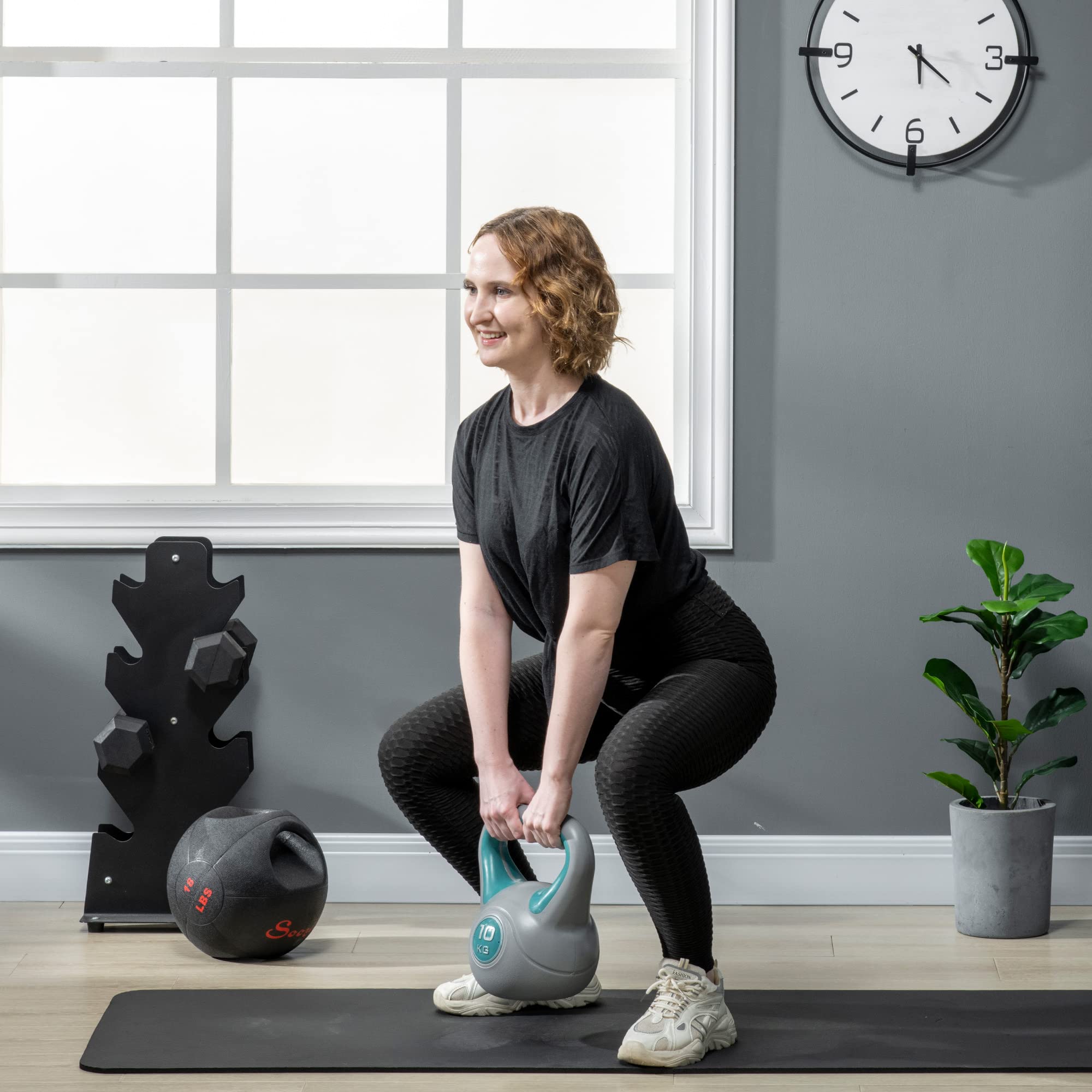 SPORTNOW Kettlebell 10 KG, Bodenschonende Kugelhantel, Schwunghantel Gewichtkugel für freies Gewichtstraining, Krafttraining, Gewichtheben, Ausdauer, Fitness, Blau