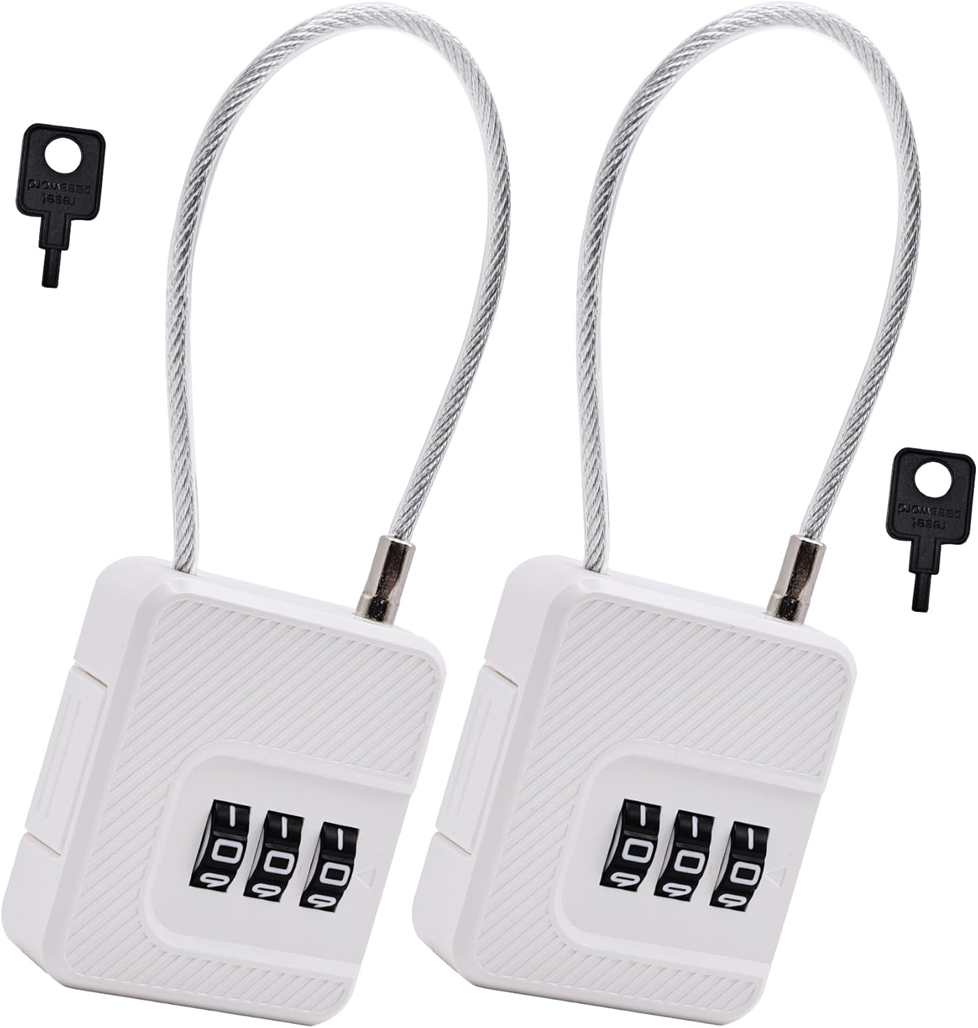 2-Pack Combination Padlock, Indoor Gym Locker Lock w/ 3-Digit Code for Luggage Backpack Cabinet Toolbox Gate Hasp, Cable Latch for Travel Renter Office, Back to School Essential, Lightduty