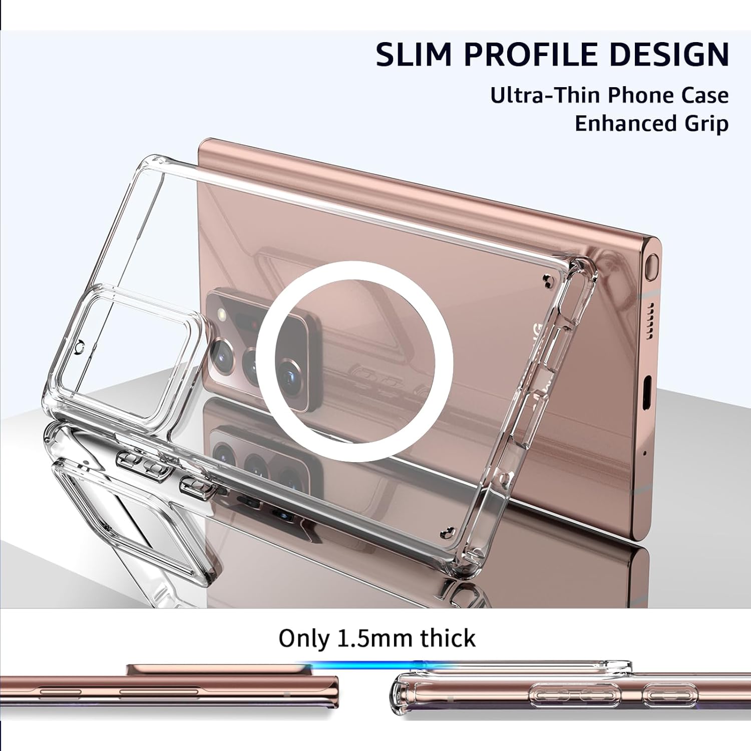 Clear Magnetic Phone Case for Samsung Galaxy Note 20 Ultra, 6.9-Inch Shockproof Heavy Duty Protection Crystal Transparent TPU PC Back Cover Bumper Slim Fit Wireless Charging Compatible - Image 6