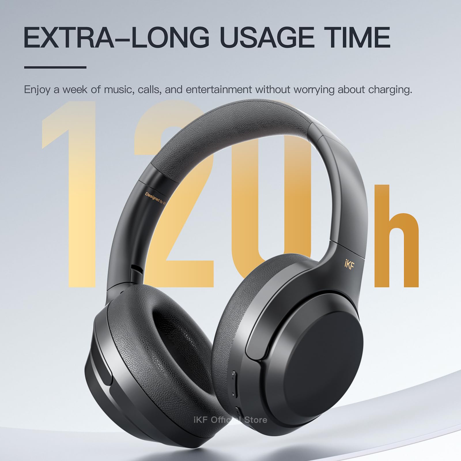 iKF T1 Pro - Cuffie over-ear wireless Bluetooth, riproduzione 100 ore, suono HiFi, connessione multi-dispositivo, design pieghevole, modalità cablata, per viaggio/lavoro/gioco/scuola (bianco sporco)