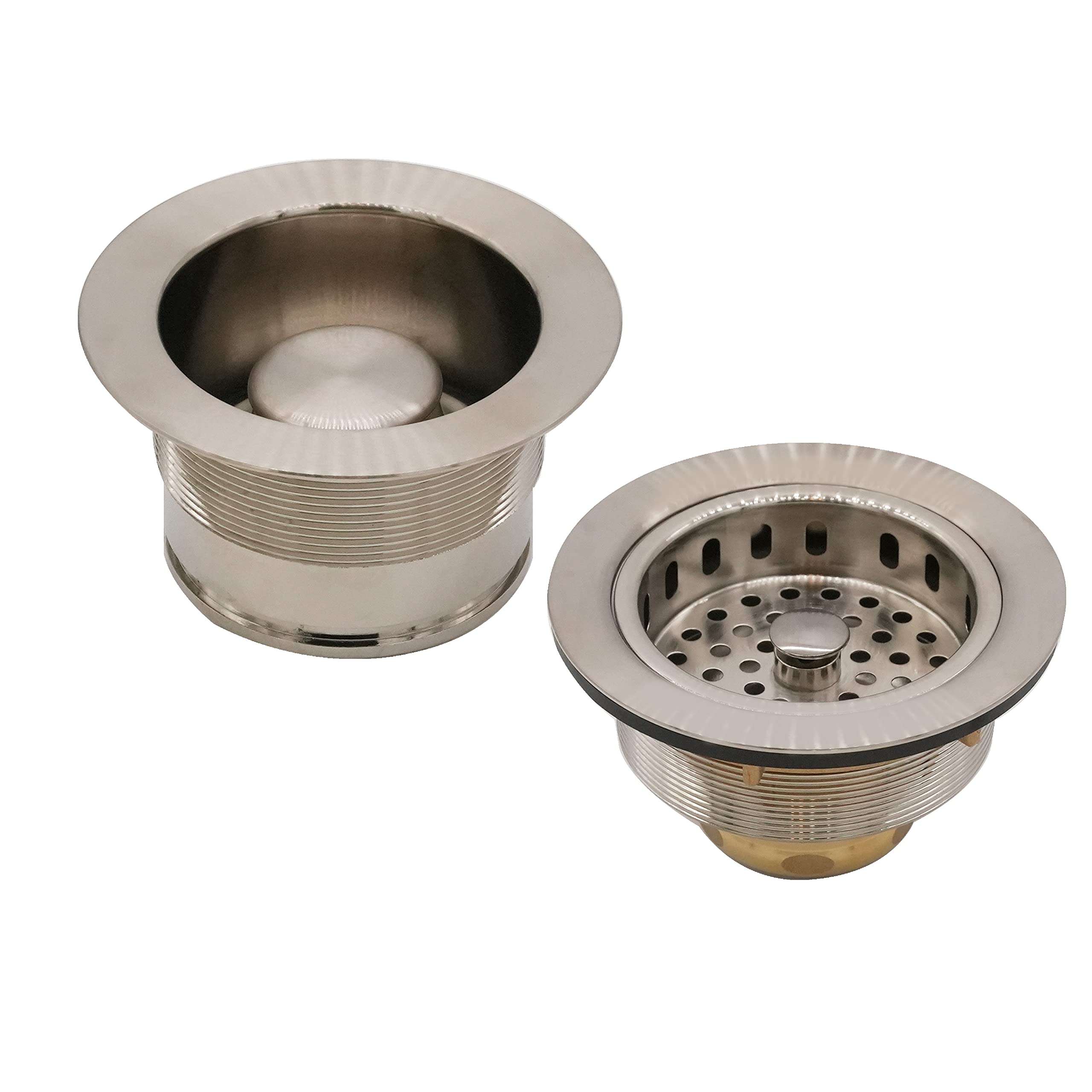 Westbrass CO2185-20 Combo Pack 3-1/2 "Post Style Large Kitchen Sink Basket Filtro e scarico rifiuti Flangia con Stopper, Acciaio Inox