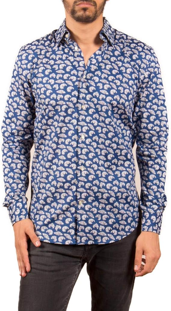 Amazon コトンドゥ Cotondoux 柄シャツ メンズ 長袖 お洒落 クロワッサン柄 ブランド Mad1504 41 シャツ 通販