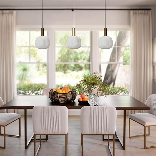 Miniatura 4 de Lámpara colgante de cristal con enchufe de oro blanco, lámpara colgante moderna de mediados de siglo con cable enchufable, lámparas colgantes