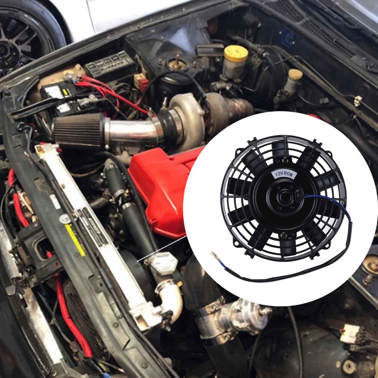 Radiatore e Accessori Ventola di Raffreddamento del Radiatore Elettrico da 8 Pollici 12V 80W Spinta a Lama Dritta Sottile per Intercooler del CA