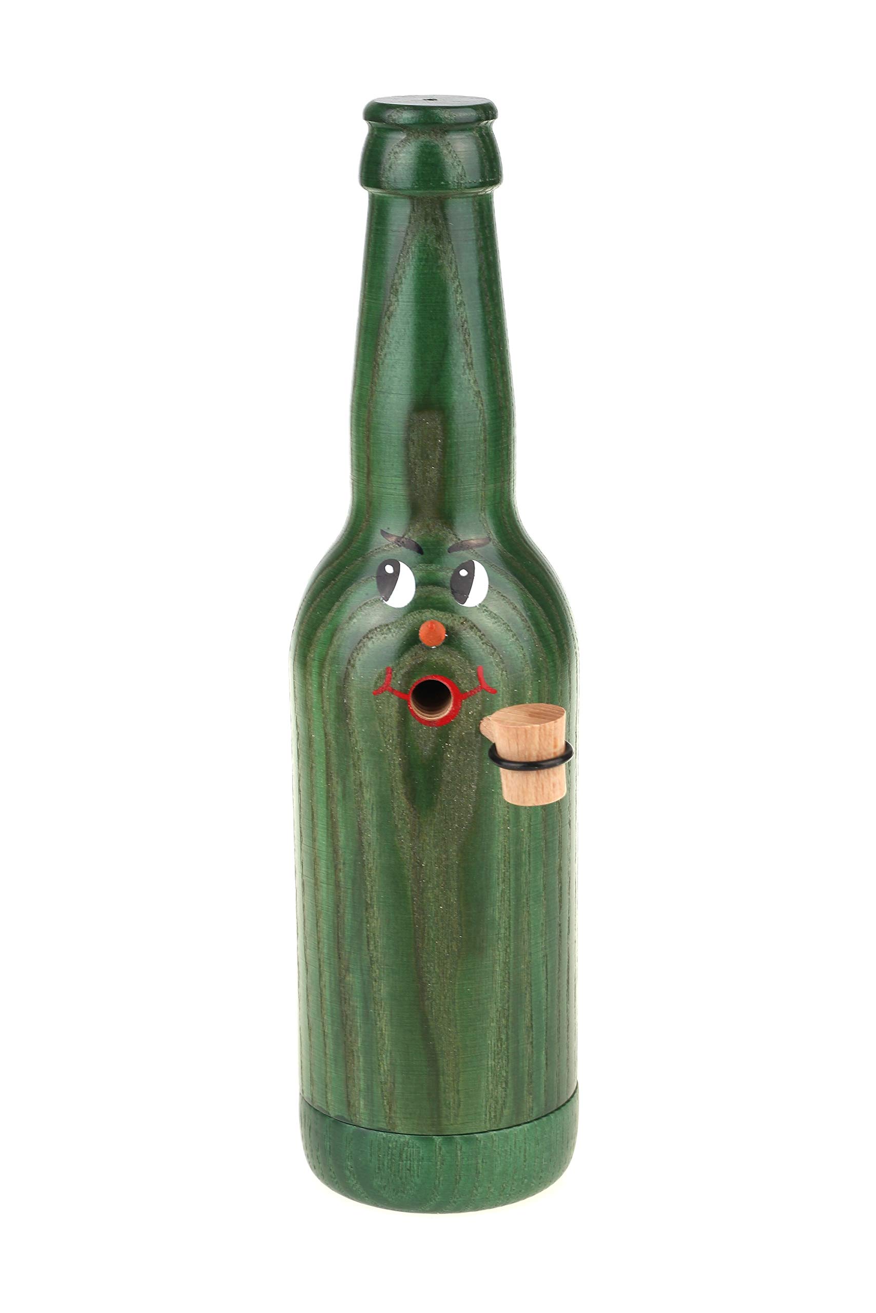 Räucherflasche - Räucherfigur Räuchermännchen Räuchergefäß Bier Sekt Bierflasche Jubiläum Vatertag Muttertag (Longneck 0,33 - zur individuellen Selbstgestaltung, grün)