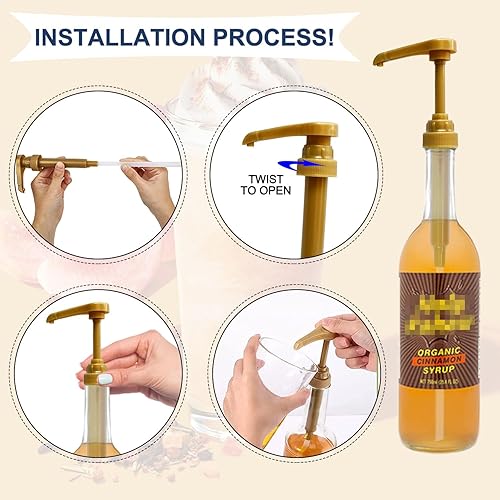 Miniatura 4 de POPMERE Bomba de jarabe de café, paquete de 8 dispensadores de jarabe de café para 25.4 onzas Torani, DaVinci, Starbucks, Jordans Skinny Bottles,
