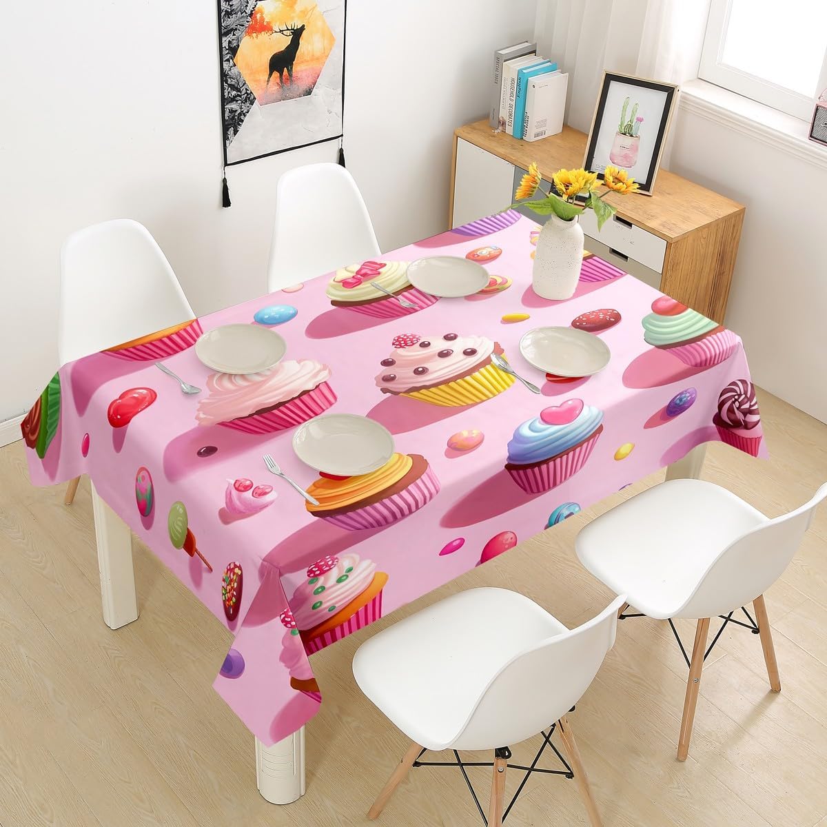 Gaming Boys Tablecloths,Neon Pink Lightning Honeycomb Hexagon Table Cloth,Video Gamepad Table Accessories for Kids Teens Kitchen Dining Room Decor,Fashion Gamer Table Cover,55"x55" image 5