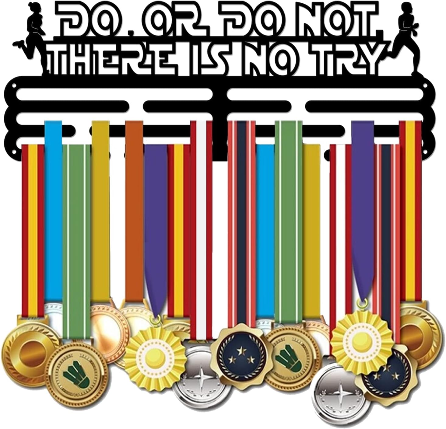 SUPERDANT Medal Hanger Sports Medals Holder Personalised Award Black Metal Rack Wall Mount Hanging Hooks Gifts for Athletes Kids