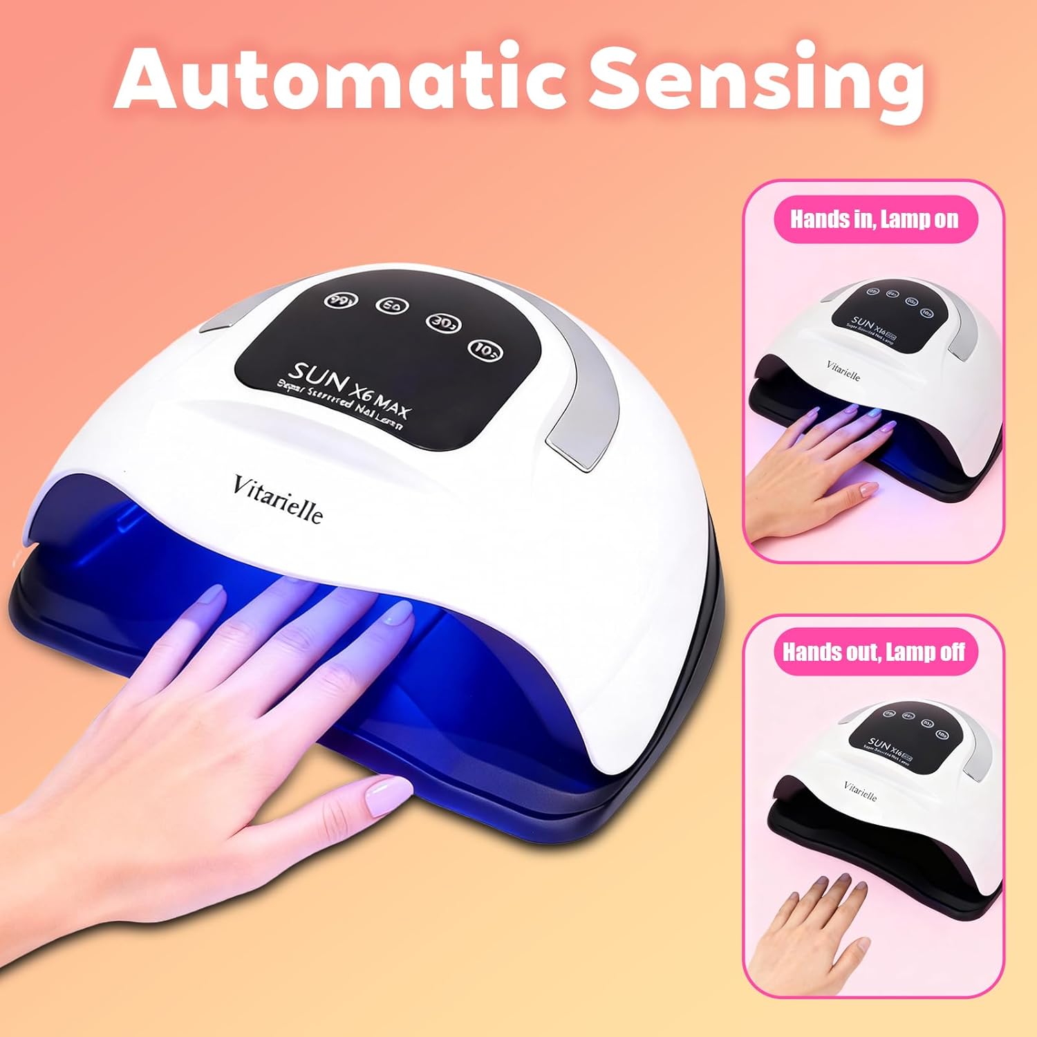 320W UV LED Nail Lamp with Phone Holder, 72 High Power LEDs, 4 Timer Settings (10s/30s/60s/99s), Fast Cure for All Gel Polish, Polygel & Acrylic, Smart Sensor, Home & Salon Use