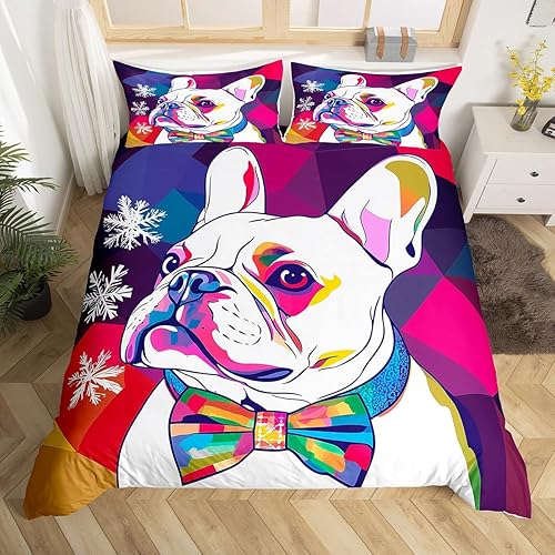 Erosebridal Sharpei - Juego de funda de edredón para perros de bulldogs franceses, para niños y adolescentes, tamaño Queen, funda de edredón para