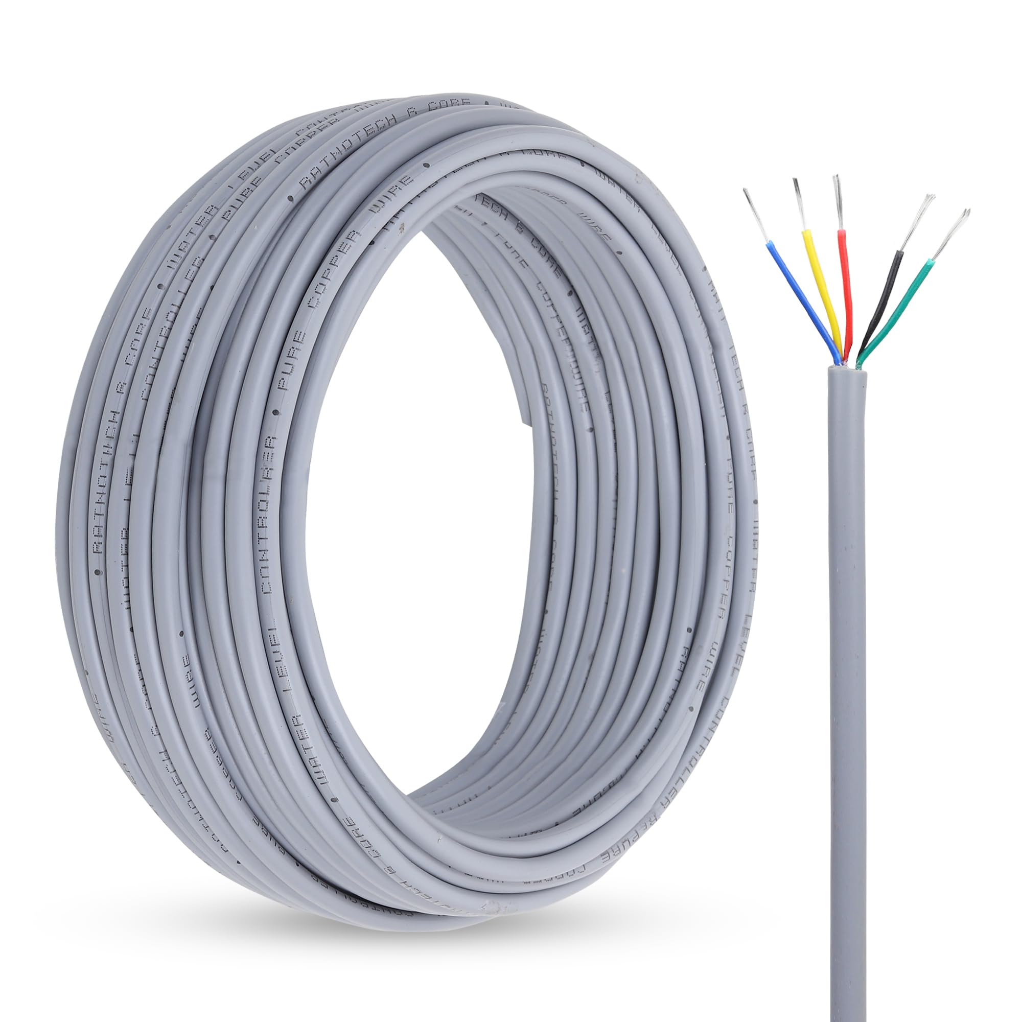 5 Core Copper Wire for Water Level Controller & Indicator, 20 Meters – Tinned Copper, Virgin PVC, Durable Multistrand, Color-Coded for Easy Installation