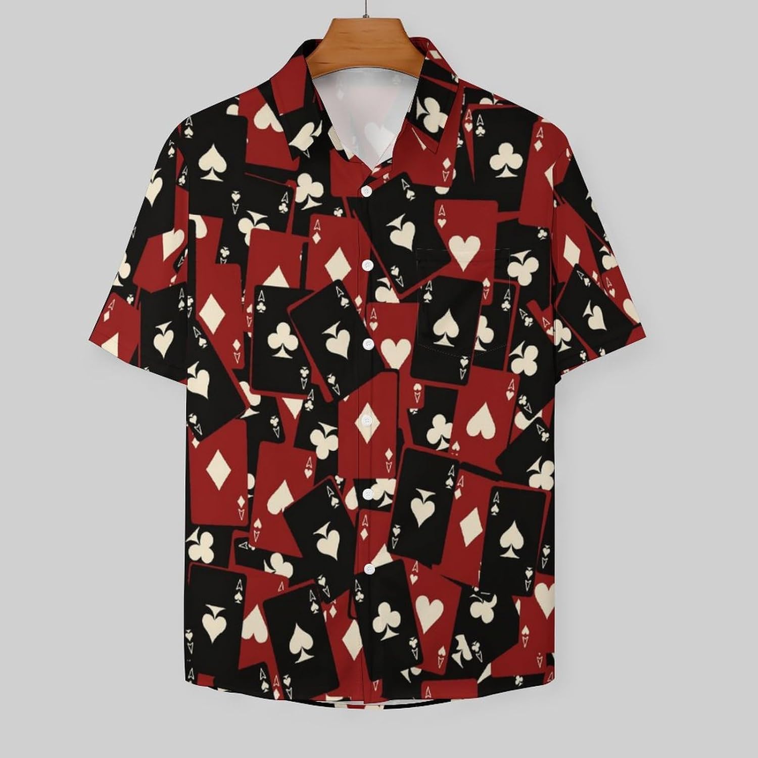 Men's Casual Button Down Shirt Poker Printed Shirts Beach Short Sleeve Hawaiian Shirts for Men - Image 2