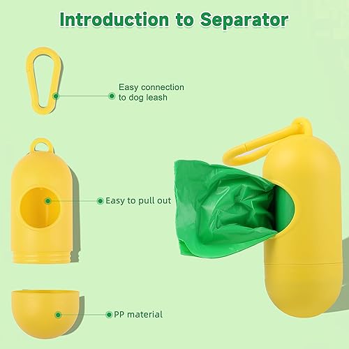 Miniatura 6 de FluffyDream Bolsas de excremento de perro con dispensador, bolsas de basura para mascotas, bolsas para perros, rollos de repuesto garantizados a