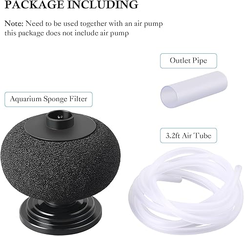 Miniatura 5 de HITOP Filtro de esponja bio de acuario de 4 pulgadas de diámetro filtro de tanque de peces de aire de 5-40 galones, filtro silencioso para