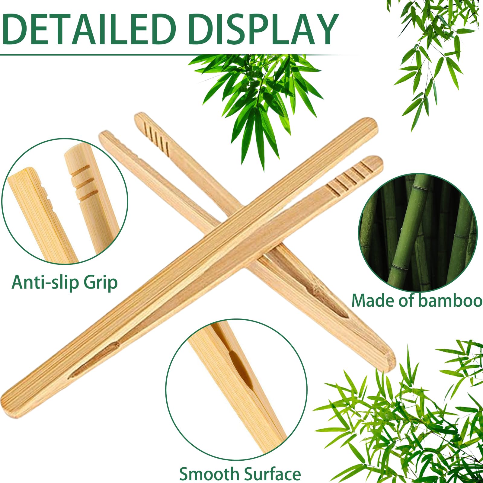 12 Pezzo Pinze Legno Cucina, Pinze per barbecue in legno, Toast in Legno pinze,Pinze di bambù