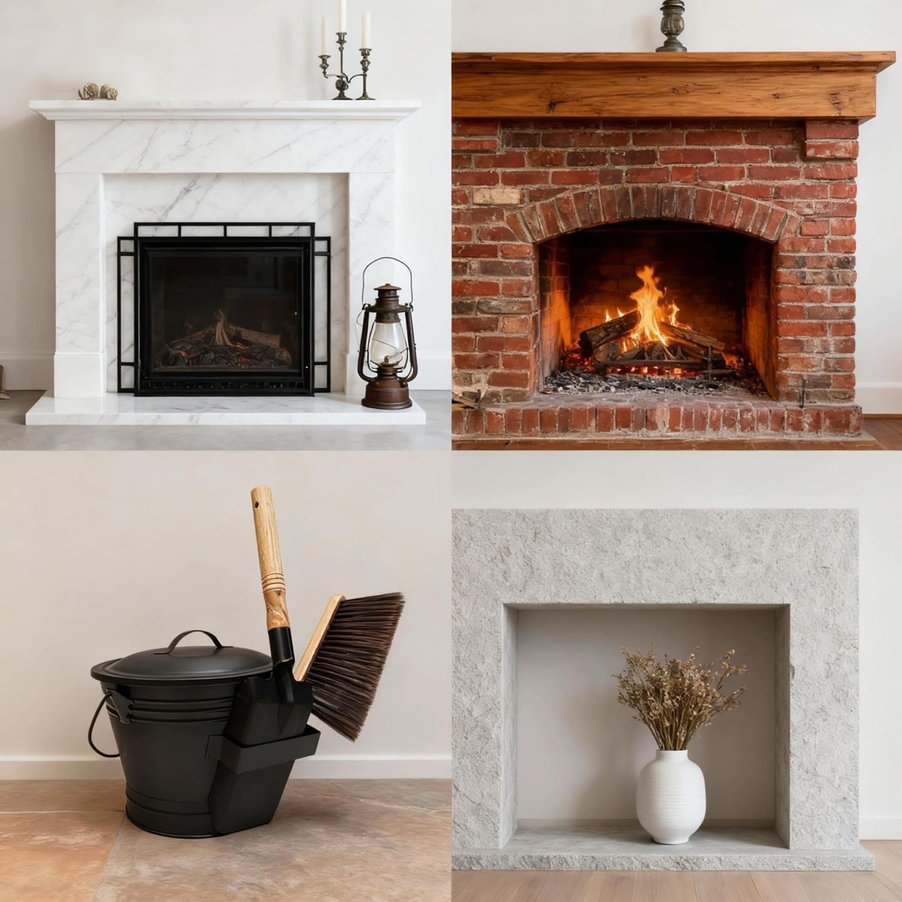 Secchio per cenere 3 pezzi/set Secchio per cenere resistente al fuoco per carichi pesanti con coperchio, scopa e pala per camino - con coperchio e pala