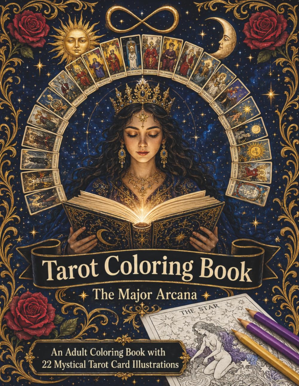 Tarot Coloring Book: The Major Arcana • An Adult Coloring Book with 22 Mystical Card Illustrations