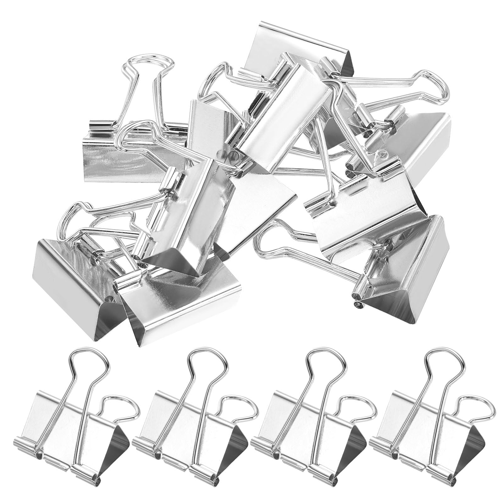 PATIKIL 12 Pcs Binder Clips, 32mm Metal Bull Dog Clips, Foldback Paper Clamps for Office Stationary Supplies Business Shops Kitchen Home, Silver