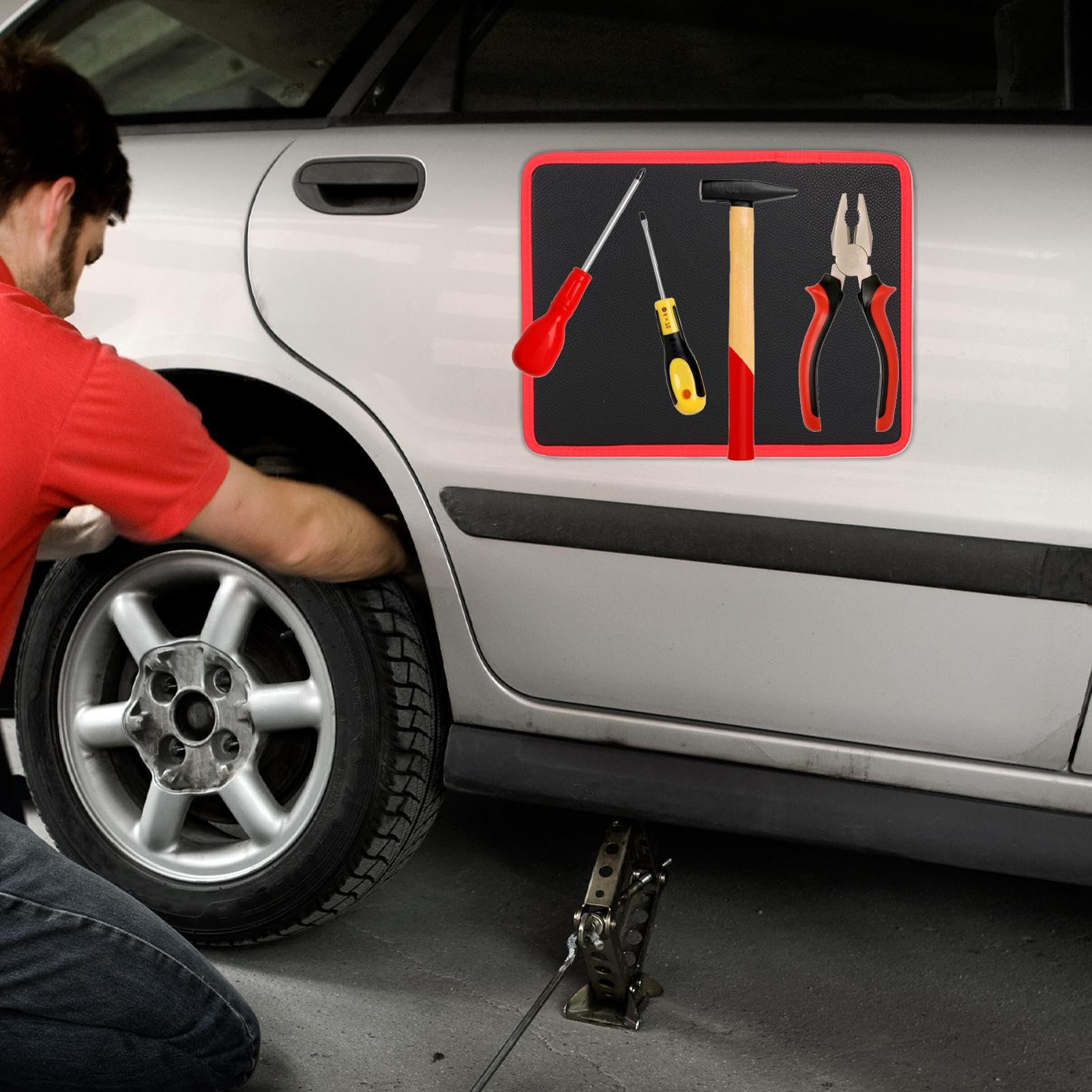 Magnetische Werkzeugmatte 3-teiliger Halter mit PVC-Schutzschicht | Flexible rutschfeste Aufbewahrung für Garage Werkstatt Auto