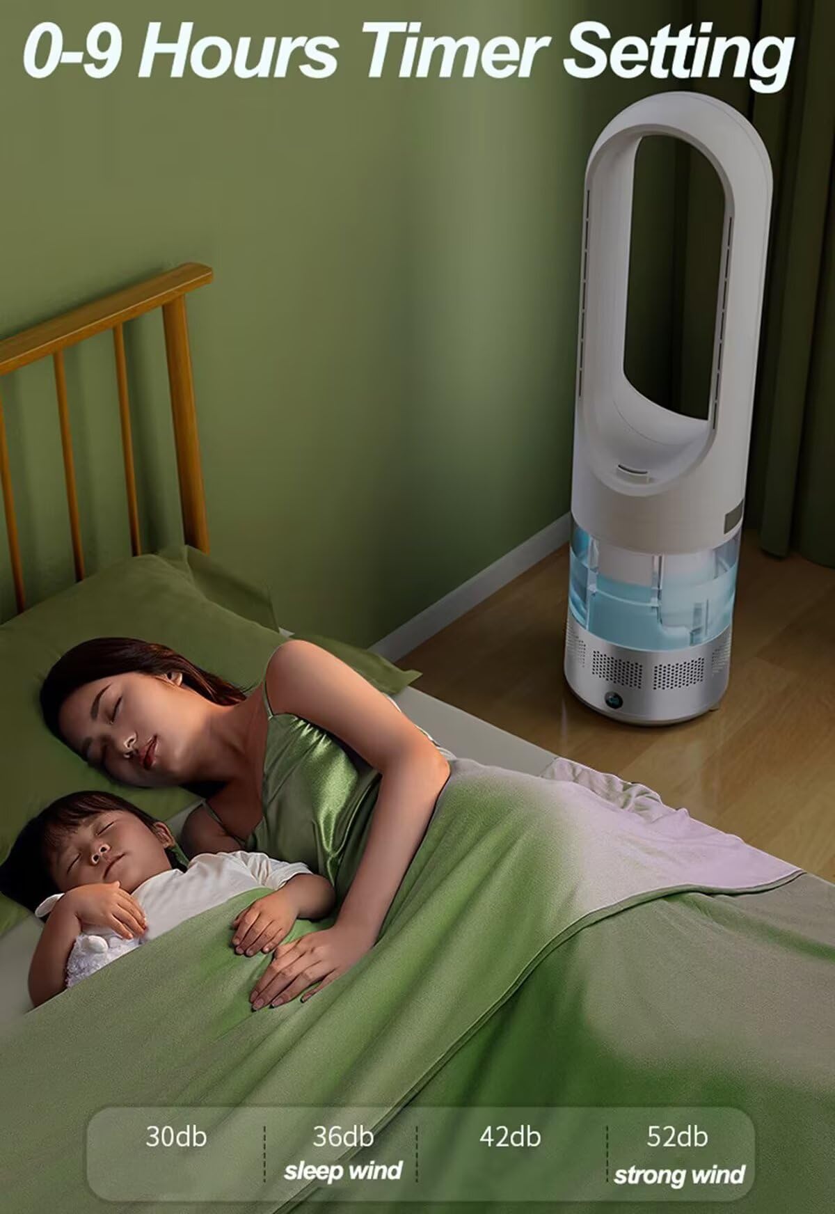 Ventilatore a torre nebulizzatore con serbatoio dell'acqua da 1,75 l, ventola di raffreddamento senza lama da 78,7 cm, 8 velocità, timer 9H, basso rumore, per camera da letto, cucina