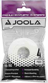 JOOLA Pickleball Overgrip - Tacky Feel Premium Synthetic Overgrips - Set of 4 - Pickleball Grip Tape for Any Brand Racket - Anti Slip Pickleball Tape Fits Elongated, Standard & Skinny Handles,White