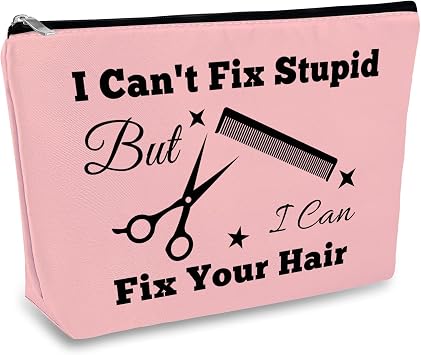 Hairdresser Gifts Hair Stylist Makeup Bag Hair Dresser Cosmetic Bags for Women Hairstylist Funny Gift for Hairdresser Purple Cosmetic Pouch Travel Makeup Case Christmas Graduation Birthday Present