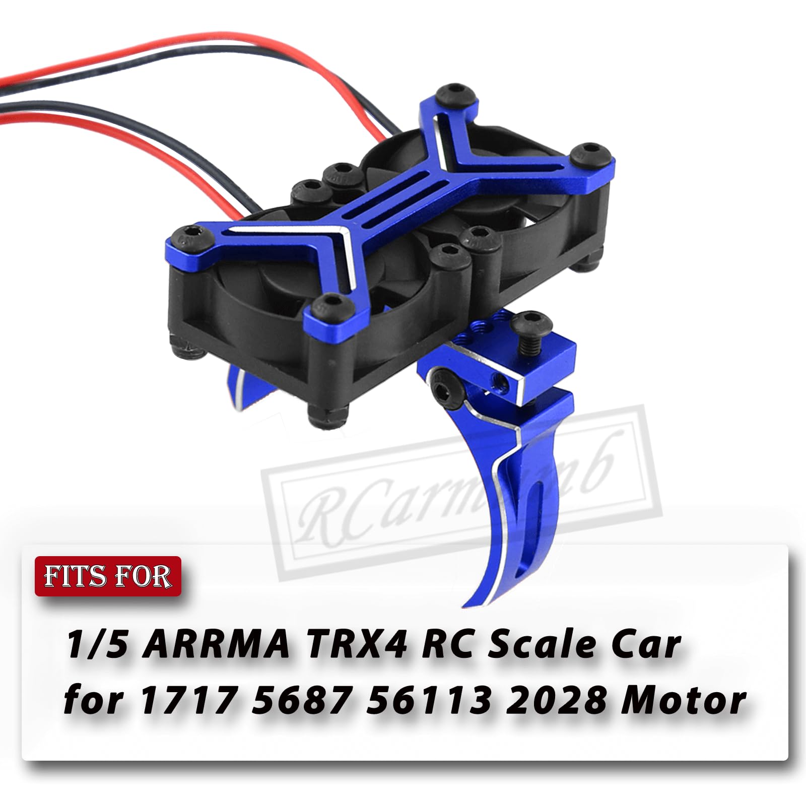 Rcarmumb 40mm Cooling Fan Upgrades Part for 1/5 ARRMA TRX4 RC Car,Brushed Brushless 15000 RPM High Speed Cooling Fan Heatsink with 56-58mm Adjustable Mount for 1717 5687 56113 2028 Motor,Navy Blue