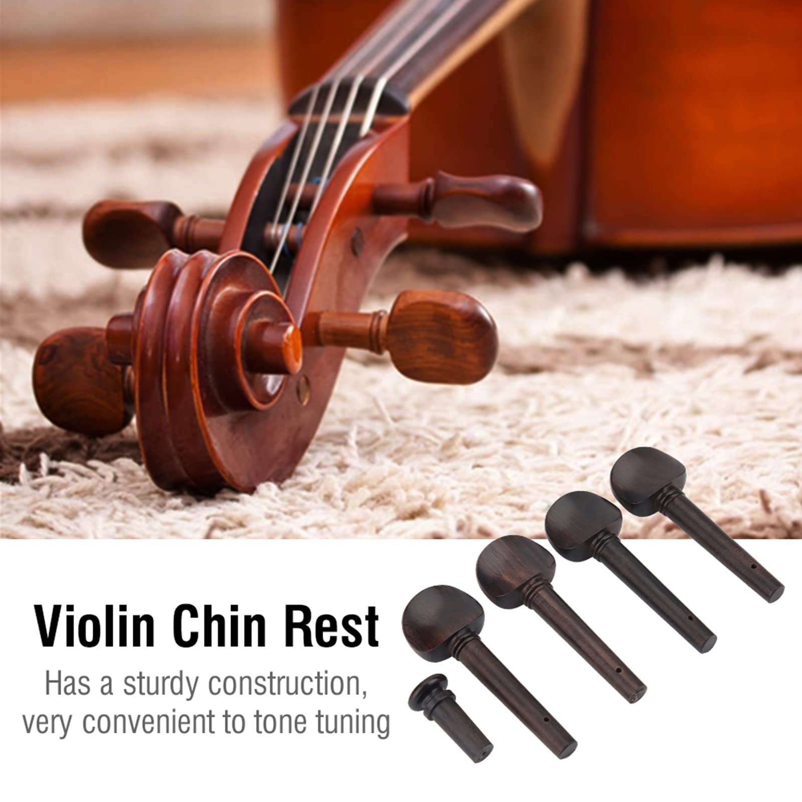 Un Set Di Accessori Per Violino In Ebano Cordiera Trafile 4 Pioli Parti Della Manopola Della Mentoniera 4/4 3/4 1/2 1/4 Accessori Per Violino (Size : 4/4 - Foto 8