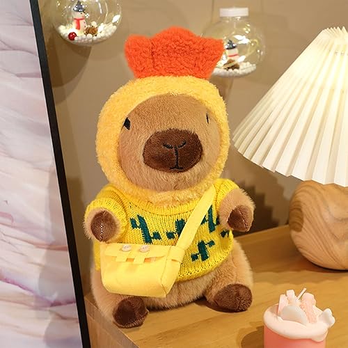 Miniatura 3 de Capybara - Juguete de peluche con 7 piezas de ropa y accesorios, lindo animal de peluche Capybara con trajes (marrón)