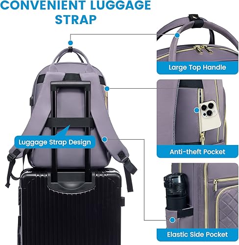 Miniatura 5 de LOVEVOOK - Mochila para portátil para mujer, resistente al agua, mochila de trabajo y viaje, con monedero, elegante mochila para la universidad,