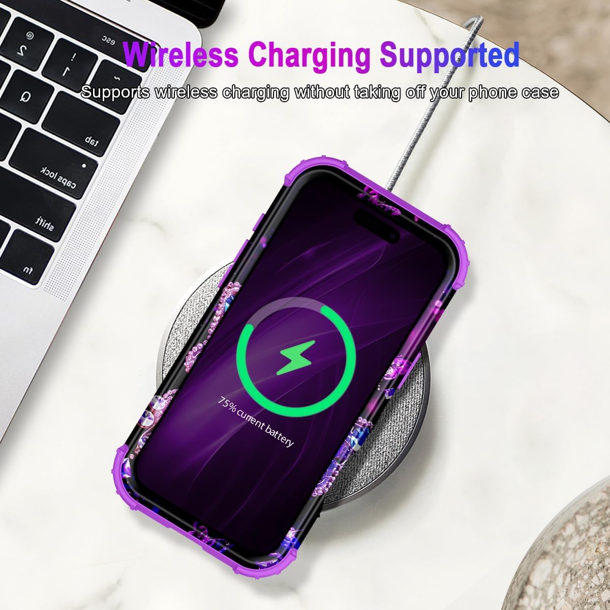 Miqala for iPhone 16 Plus Case,Glow in The Dark Three Layer Heavy Duty Shockproof Protection Hard Plastic Bumper+Soft Silicone Case for Apple iPhone 16 Plus,Dark Butterfly - Image 8