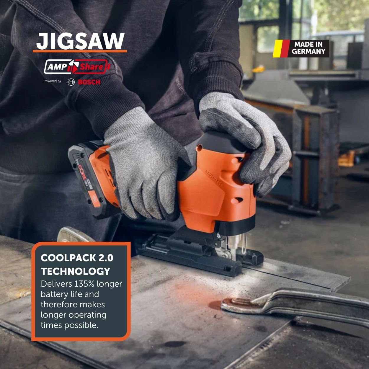 Fein Cordless Jigsaw for Precision Metal & Wood Cutting - 1" Stroke, Low Vibration, Ergonomic Handle, Includes 2 x 4Ah Core 18V Batteries & Rapid Charger - 71360562090