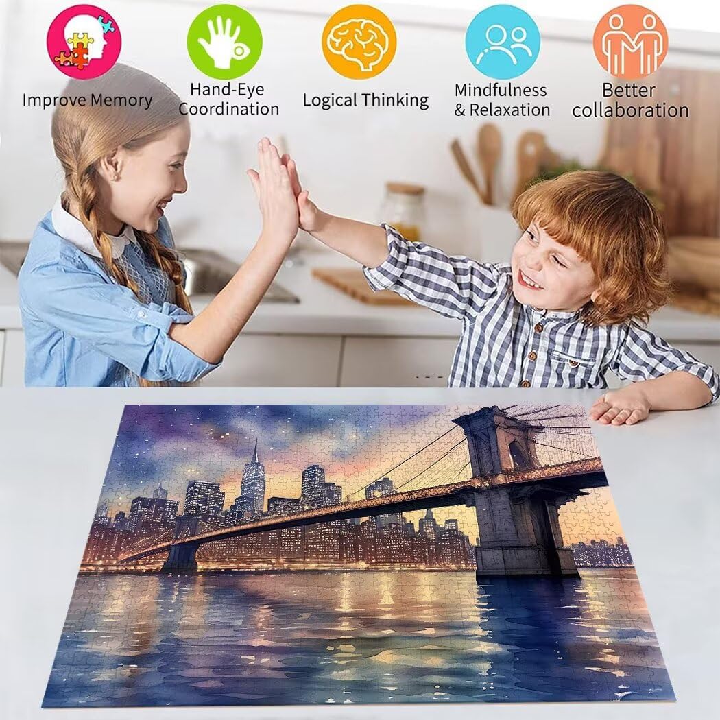 Puzzle 4000 Piezas Adultos, Puzzle Puente de Brooklyn Rompecabezas Adultos Obra de Arte de Juego Paisaje Rompecabezas de Piso de Impresión de Alta Definición Multicolor, Decoración Familiar S-15