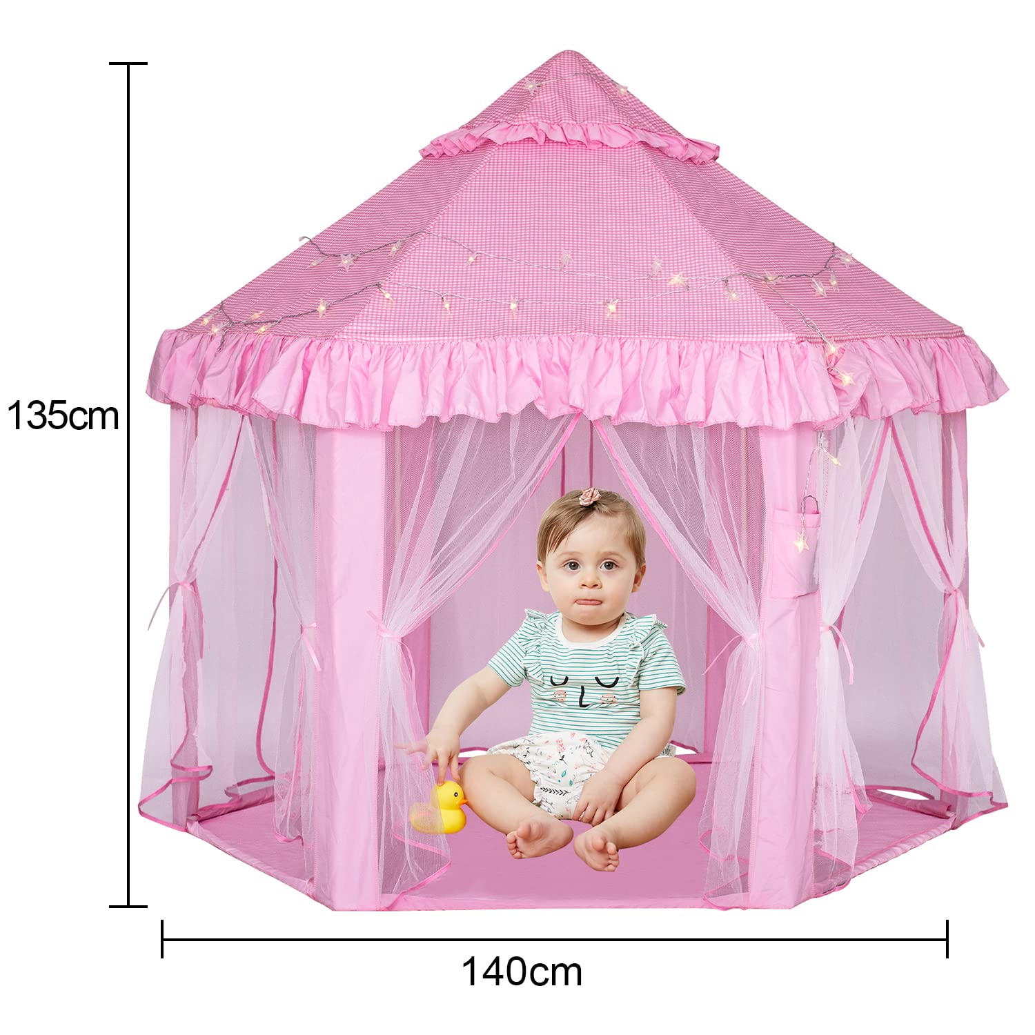 Tenda Gioco Castello Principesse Per Bambini - Casetta 80x80x130cm Con Borsa Trasporto - Foto 9