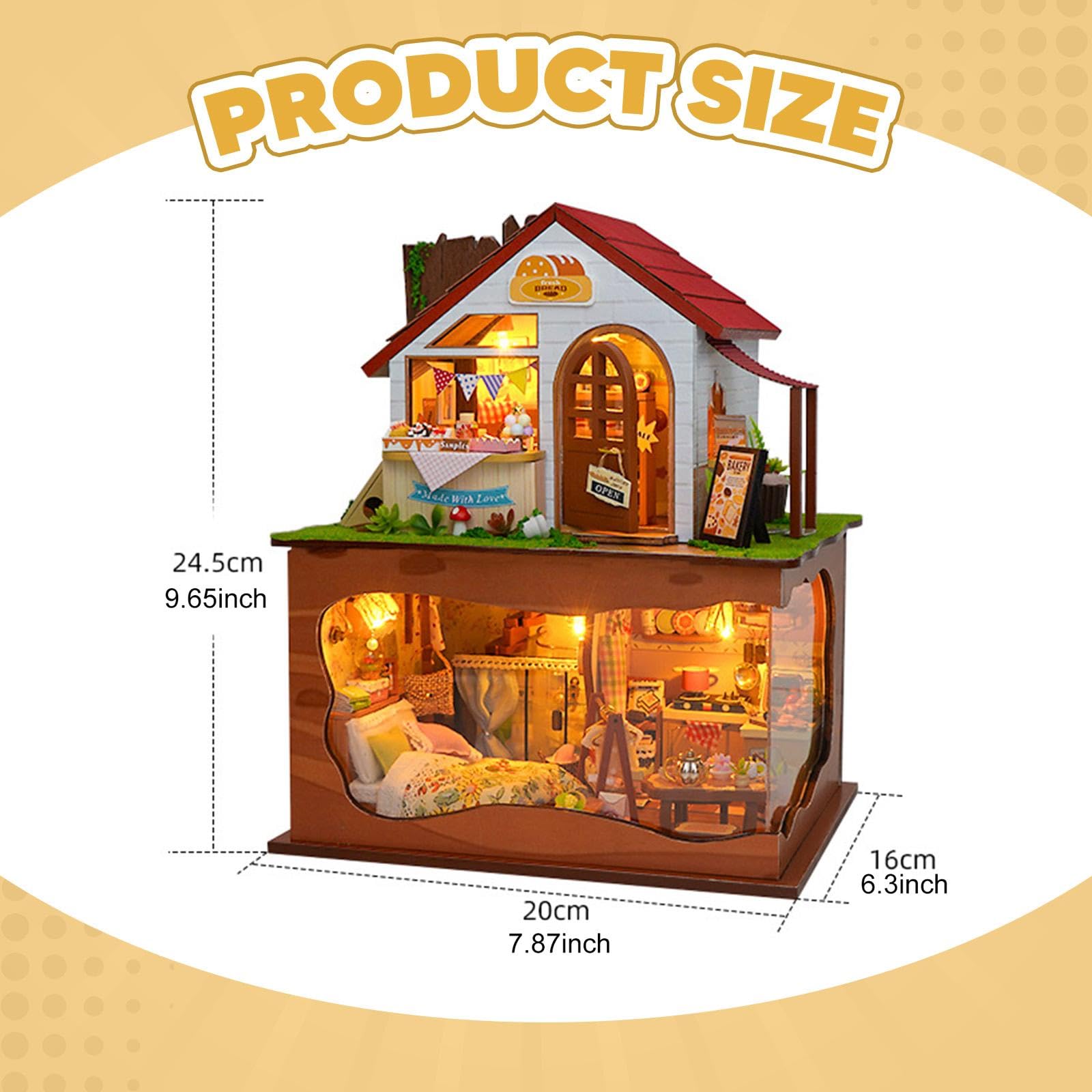 harayaa Kit Fai da Te per Casa in Miniatura, Diorama da Comodino, Costruzione di Una Casa, Panetteria in Miniatura Fai da Te