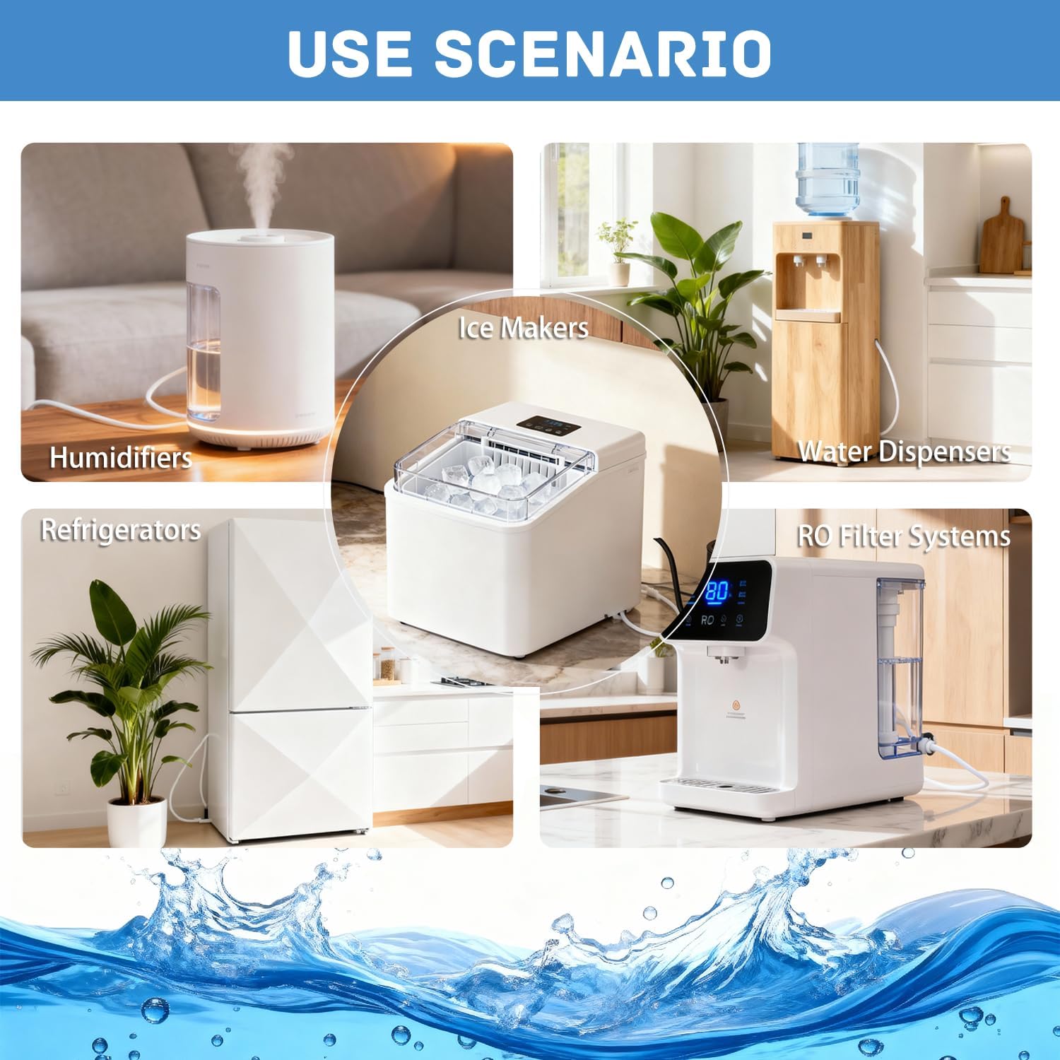 Refrigerator Water Line Kit, 1/4" OD 49.3 FT Water Supply Tubing with 14 PCS Quick Connect Fittings and Tubing Cutter, for RO System Water Filter, Ice Maker Water Line for Fridge