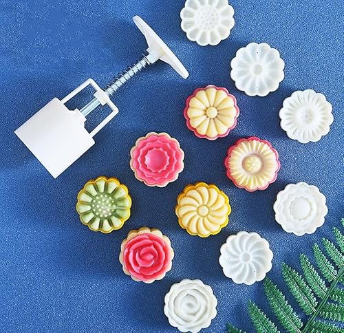 HBALDTEDC Costume de gâteau de Lune, Moule à gâteau de Lune avec 6 tampons 50 grammes Blanc Pack de 7(A)