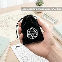 Vista 5 de Haxtec DND Conjunto de Dados 7 Piezas Conjunto de Dados de Resina Negro con Inclusión de Mylar Iridiscente Dados Poliédricos D&D