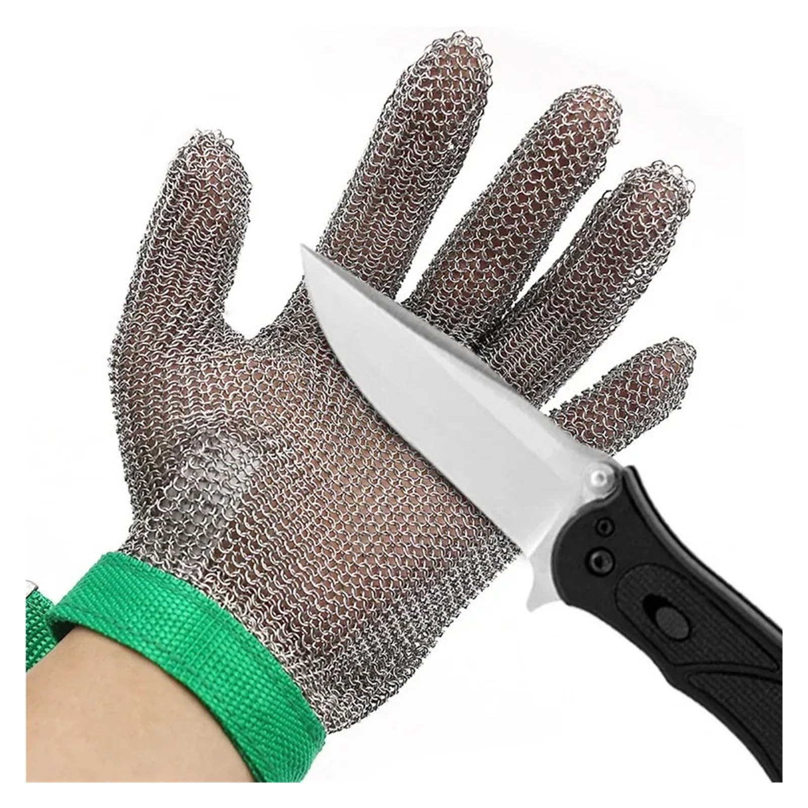 Guantes De Corte. 1 Uds. Guantes De Malla con Anillo De Acero Inoxidable, Guantes De Cocina Resistentes A Cortes Y Cuchillos, Guantes De Cocina con Protección For Manos Comodidad Adecuada(L)