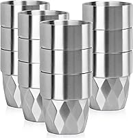 Vista 34 de Beasea Mini vasos de acero inoxidable, juego de 4 vasos de metal de 6 onzas, apilables de acero inoxidable 304, vasos de doble pared con aislamiento